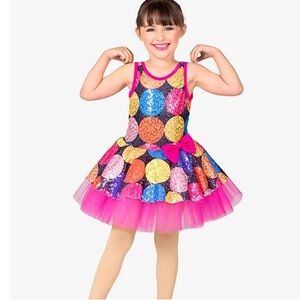 Elisse Polka Dot Pink Tank Tutu Dance Costume